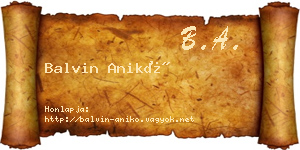Balvin Anikó névjegykártya